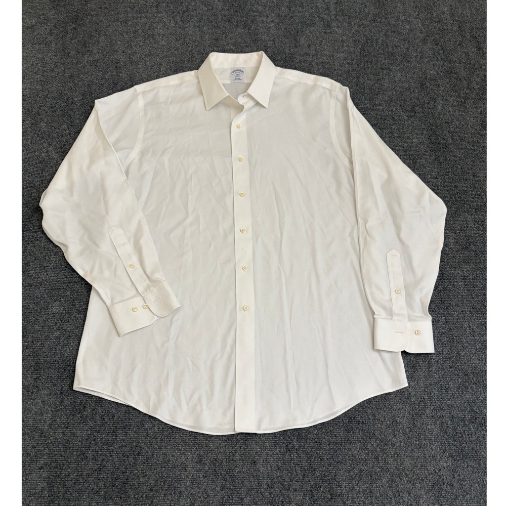 Brooks Brothers 1818 Regent White Non-Iron Dress Shirt Mens 17-4/5 Long Sleeve